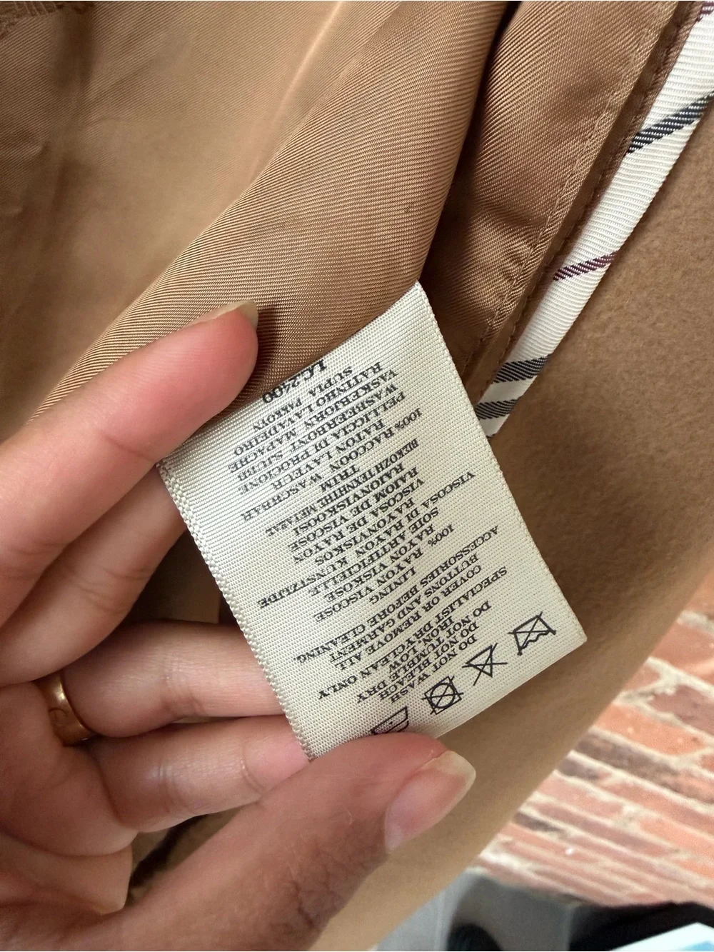 Burberry Camel Wool Trench Coat with removable faux Fur Collar USA 8 - Picture 8 of 9